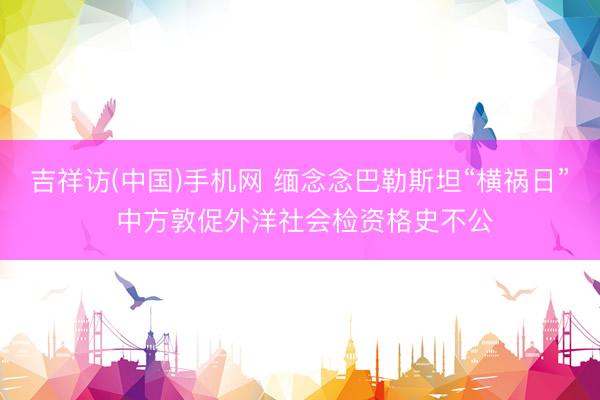 吉祥访(中国)手机网 缅念念巴勒斯坦“横祸日” 中方敦促外洋社会检资格史不公