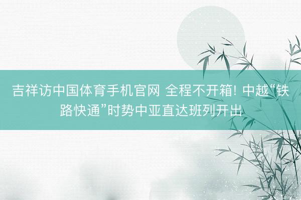 吉祥访中国体育手机官网 全程不开箱! 中越“铁路快通”时势中亚直达班列开出