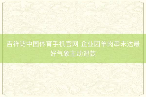 吉祥访中国体育手机官网 企业因羊肉串未达最好气象主动退款