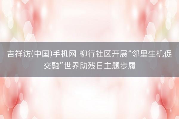 吉祥访(中国)手机网 柳行社区开展“邻里生机促交融”世界助残日主题步履