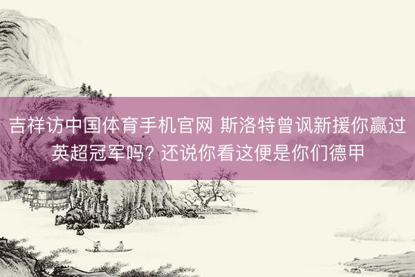 吉祥访中国体育手机官网 斯洛特曾讽新援你赢过英超冠军吗? 还说你看这便是你们德甲