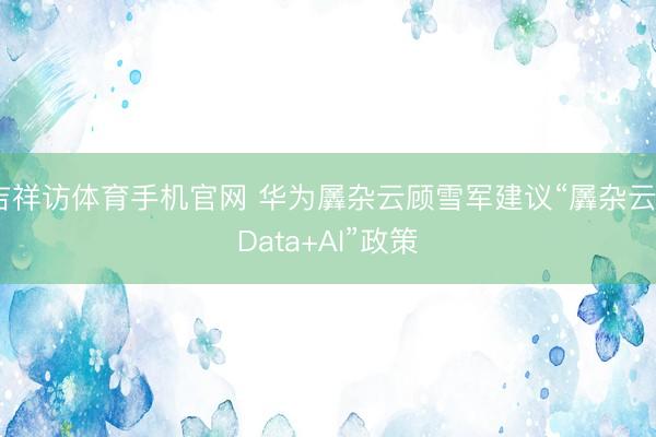 吉祥访体育手机官网 华为羼杂云顾雪军建议“羼杂云+Data+AI”政策