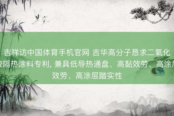 吉祥访中国体育手机官网 吉华高分子恳求二氧化硅气凝胶隔热涂料专利， 兼具低导热通盘、高黏效劳、高涂层踏实性