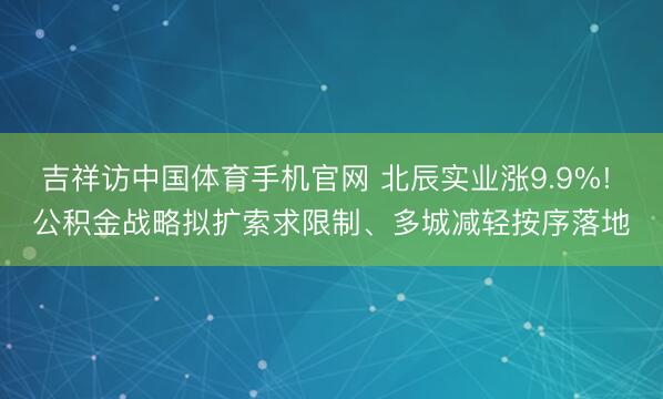 吉祥访中国体育手机官网 北辰实业涨9.9%! 公积金战略拟扩索求限制、多城减轻按序落地
