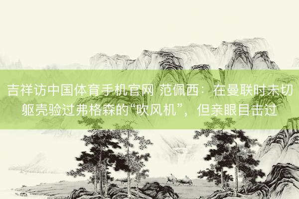 吉祥访中国体育手机官网 范佩西：在曼联时未切躯壳验过弗格森的“吹风机”，但亲眼目击过
