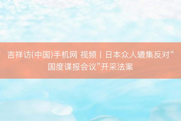 吉祥访(中国)手机网 视频丨日本众人辘集反对“国度谍报会议”开采法案